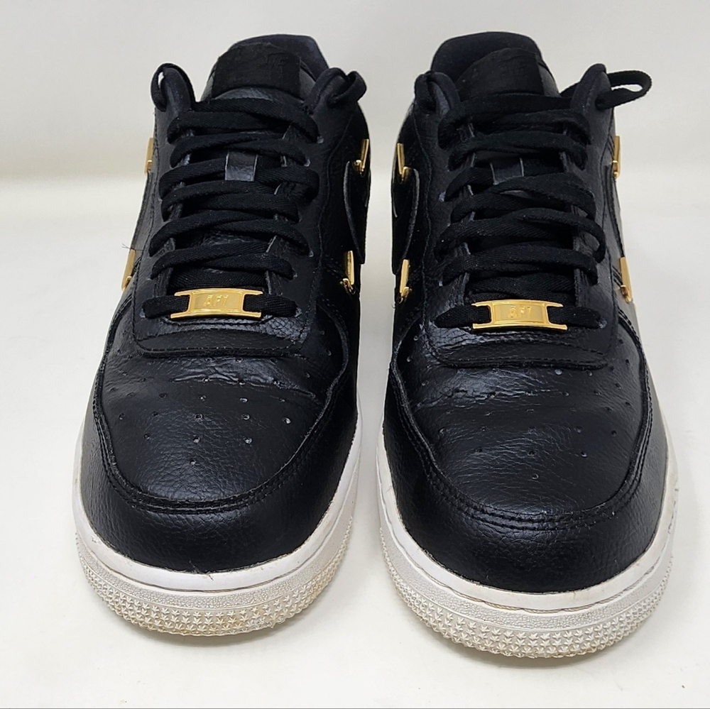 Nike Air Force 1 LX Sisterhood Black Leather Gold Metallic Womens Size 10 2020 - Picture 4 of 14